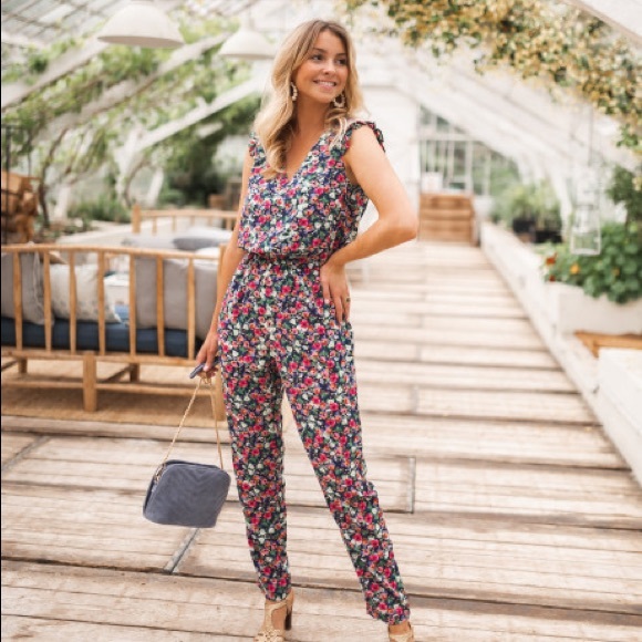 Pants - Dark Blue Judie Jumpsuit with flowers NWT